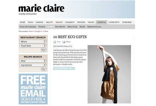 CieL As seen on Marie Claire Fashion Online December 2007