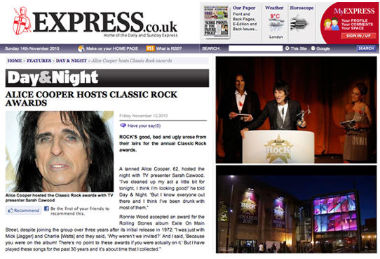 Rock Royalty Classic Rock awards Ciel Sarah Cawood Ronnie Wood Ciel Silver Grecian Dress
