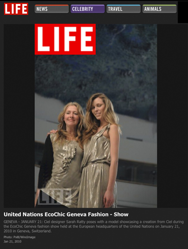 CL As seen in LIFE magazine Sarah Ratty Designer in21st January 2010 United Nations EcoChic Show